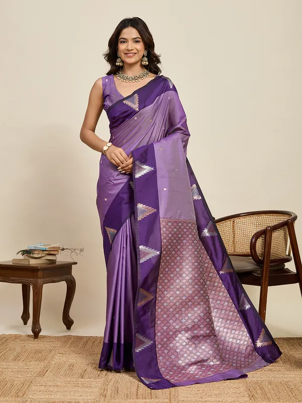 Dusk_Purple_Aamarapali_Silk_Saree_With_Unstitched_Blouse_Piece