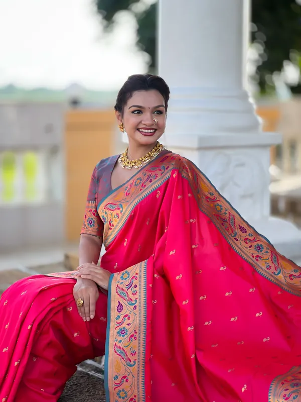 Rani_Pink_Royal_Paithani_Silk_Saree_With_Unstitched_Blouse_Piece