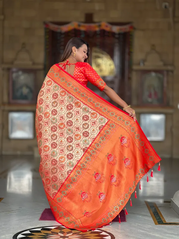 Red_Kanjivaram__Paithani_Saree_With_Unstitched_Blouse_Piece