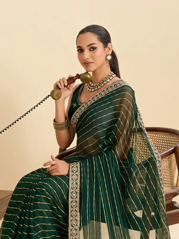 Dark_Green_Madhvi_Silk_Saree_With_Unstitched_Blouse_Piece