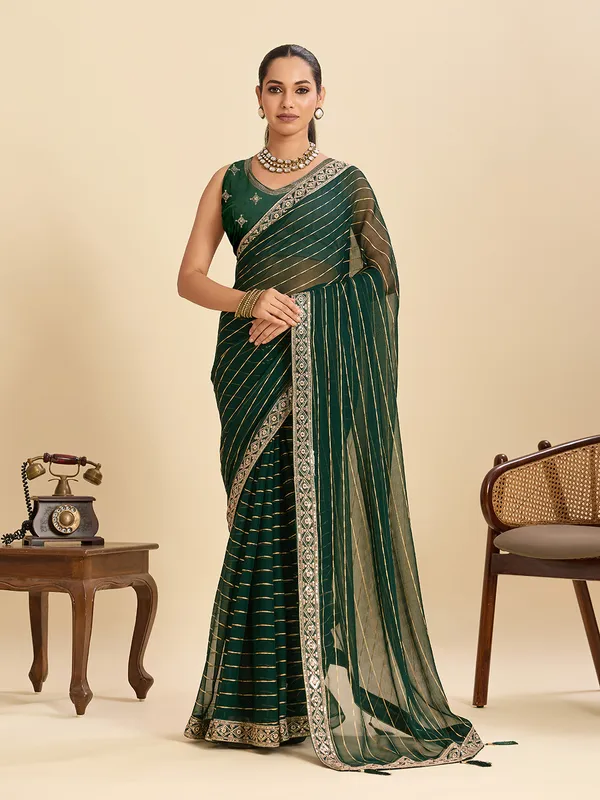 Dark_Green_Madhvi_Silk_Saree_With_Unstitched_Blouse_Piece