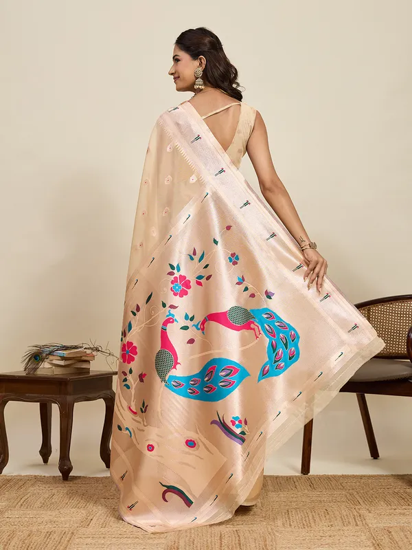 Beige_Rajavi_Silk_Saree_With_Unstitched_Blouse_Piece