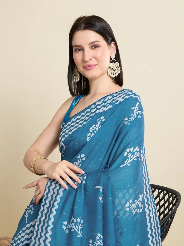 Steelblue_Kyara_Cotton_Saree_With_Unstitched_Blouse_Piece