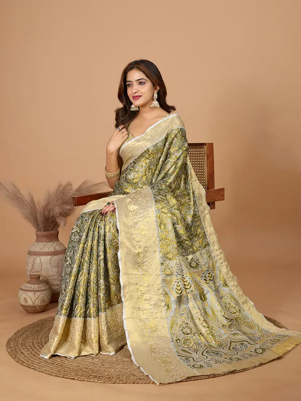 Olive_Drab_Aaradhya_Silk_Saree_With_Unstitched_Blouse_Piece