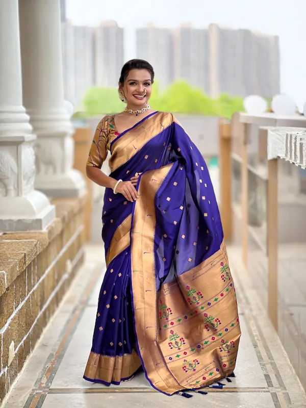Violet_Raffel_Silk_Saree_With_Unstitched_Blouse_Piece