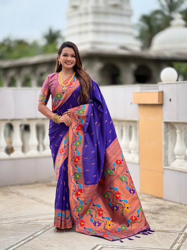Violet_Anuradha_Paithani_Silk_Saree_With_Unstitched_Blouse_Piece