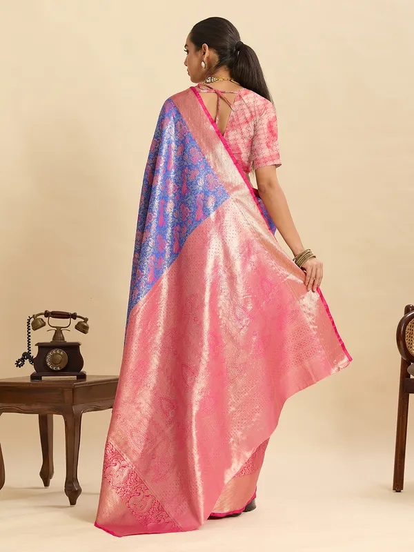 Deepskyblue_Anarkali_Silk_Saree_With_Unstitched_Blouse_Piece
