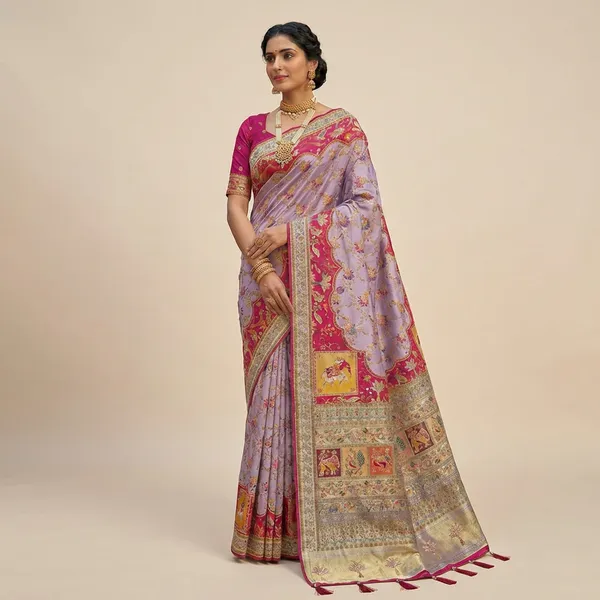 Purple_Riva_Silk_Saree_With_Unstitched_Blouse_Piece