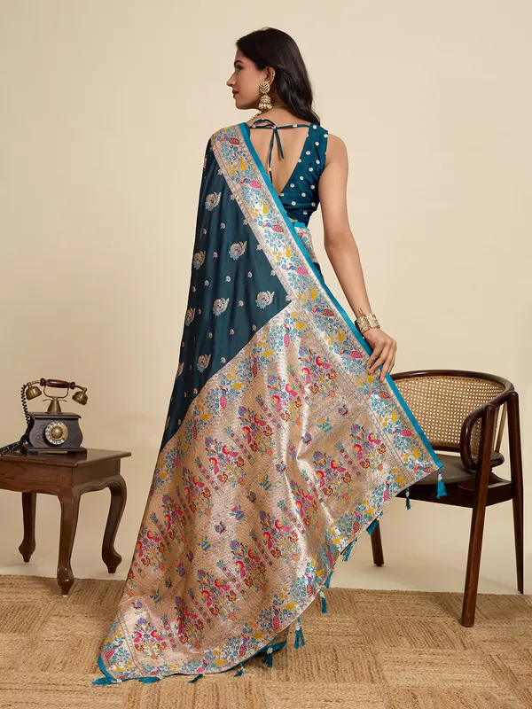 Nile_Blue_Ragini_Silk_Saree_With_Unstitched_Blouse_Piece