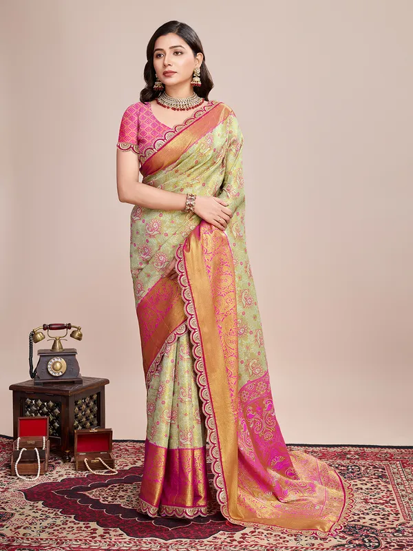 Greenpink_Aaradhya_Silk_Saree_With_Unstitched_Blouse_Piece