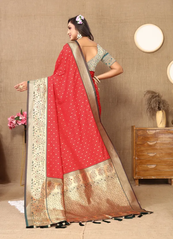 Red_Shriya_Silk_Saree_With_Unstitched_Blouse_Piece