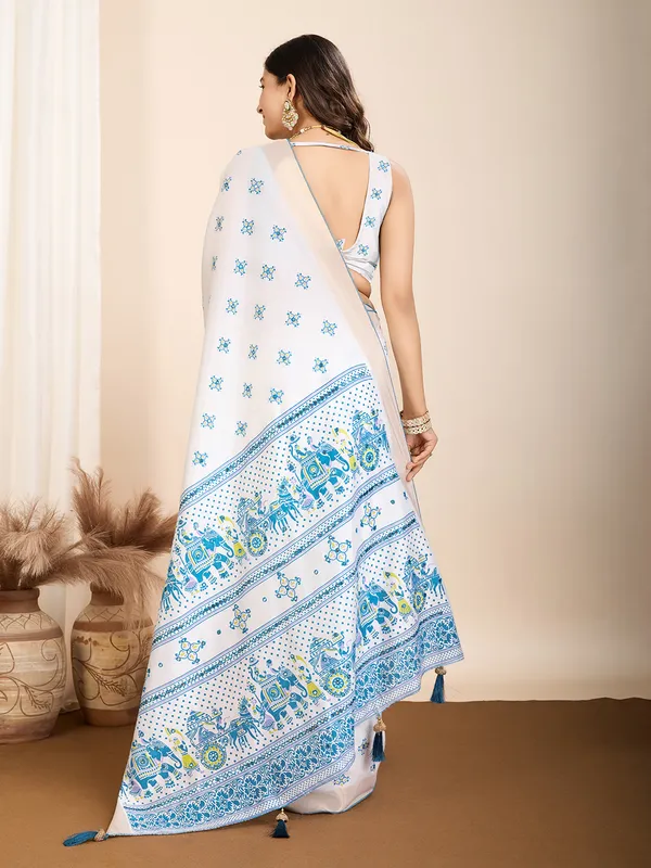 Blue_Avyukta_Cotton_Saree_With_Unstitched_Blouse_Piece