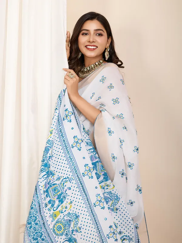 Blue_Avyukta_Cotton_Saree_With_Unstitched_Blouse_Piece
