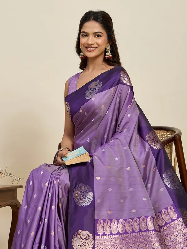 Dusk_Purple_Aamarapali_Silk_Saree_With_Unstitched_Blouse_Piece