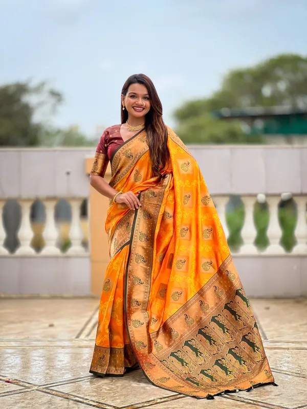 Musturedorange_Apurva_Silk_Saree_With_Unstitched_Blouse_Piece