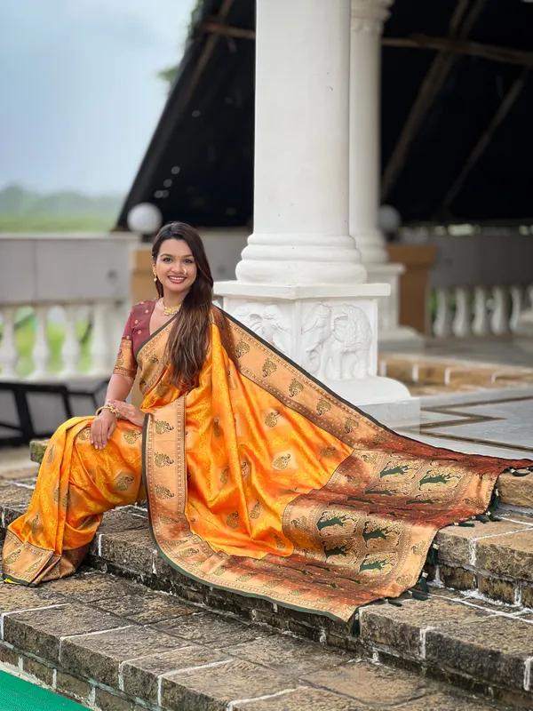 Musturedorange_Apurva_Silk_Saree_With_Unstitched_Blouse_Piece