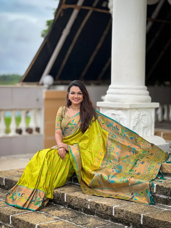 Marigold_Paithani_Silk_Saree_With_Unstitched_Blouse_Piece