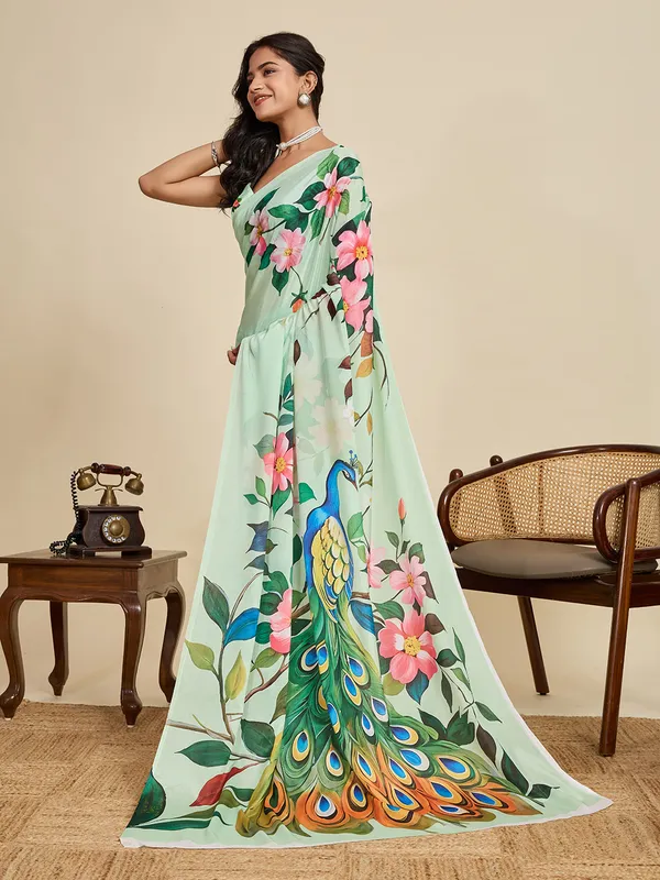 Olive_Green_Heli_Saree_For_Silk_Saree_With_Unstitched_Blouse_Piece