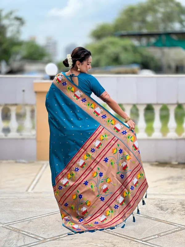Firozi_Rajhans_Silk_Saree_With_Unstitched_Blouse_Piece