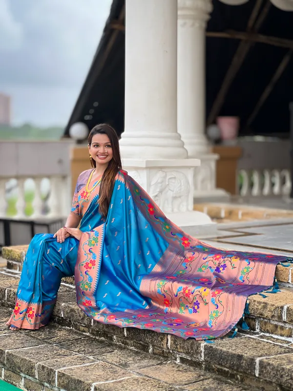 Skyblue_Anuradha_Paithani_Silk_Saree_With_Unstitched_Blouse_Piece