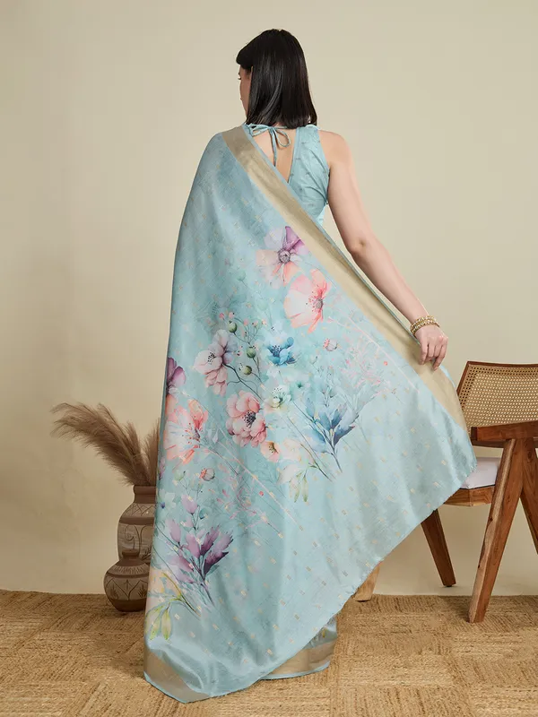 Lightsteelblue_Abhilasha_Cotton_Saree_With_Unstitched_Blouse_Piece