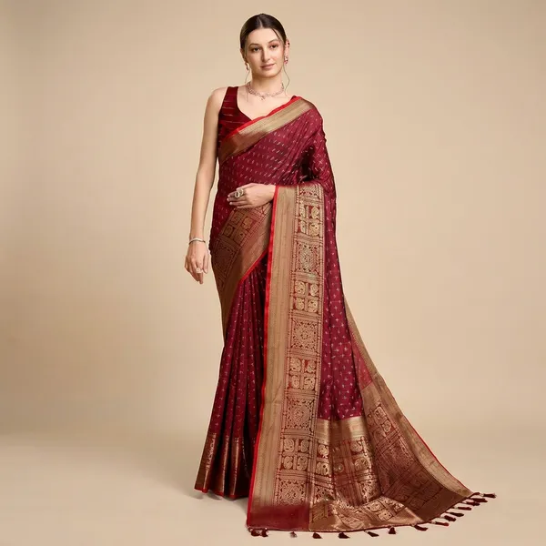 Maroon_Aritra_Silk_Saree_With_Unstitched_Blouse_Piece