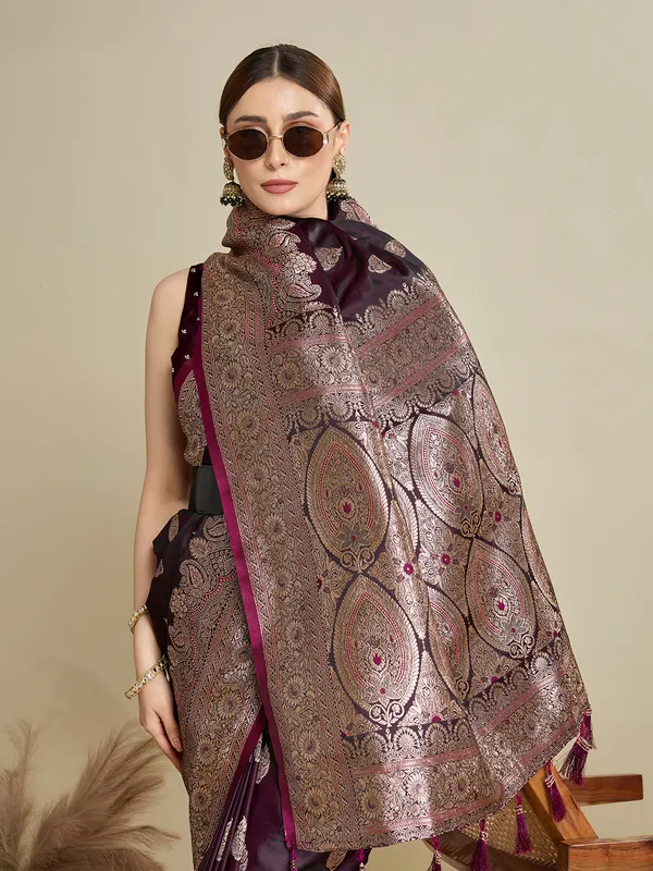 Lividbrown_Rajgharana_Silk_Saree_With_Unstitched_Blouse_Piece