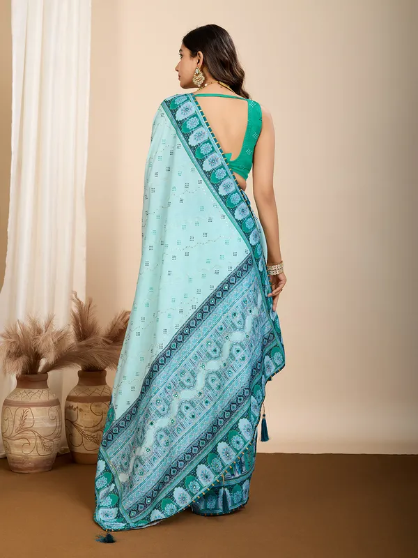 Powder_Blue_Aarni_Cotton_Saree_With_Unstitched_Blouse_Piece