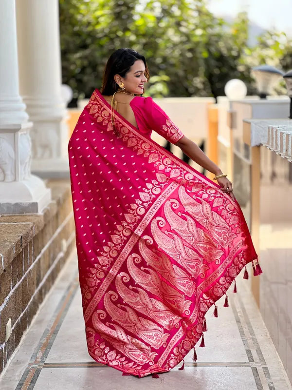 Rani_Pink_Banarasi_Banarasi_Silk_Saree_With_Unstitched_Blouse_Piece