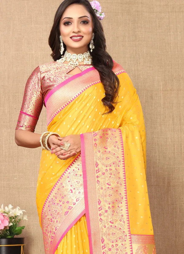 Orange_Yellow_Shriya_Silk_Saree_With_Unstitched_Blouse_Piece