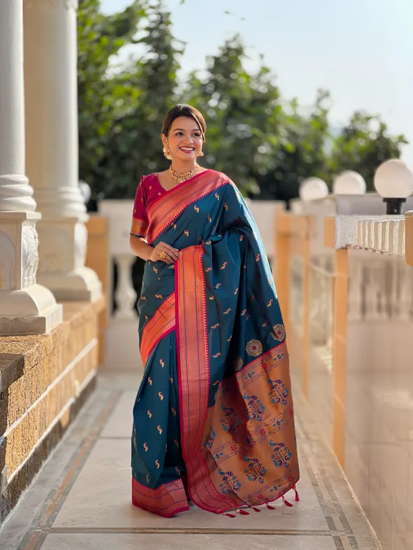 Morpinch_Peacock_Paithani_Silk_Saree_With_Unstitched_Blouse_Piece