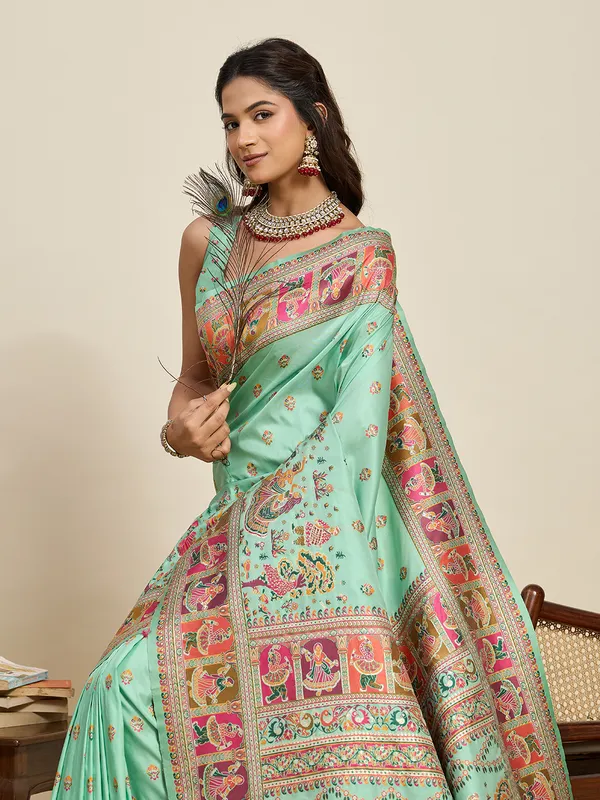 Shadowgreen_Pallavi_Silk_Saree_With_Unstitched_Blouse_Piece