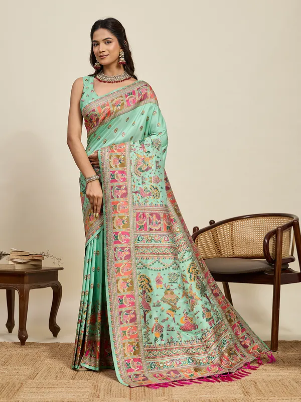 Shadowgreen_Pallavi_Silk_Saree_With_Unstitched_Blouse_Piece