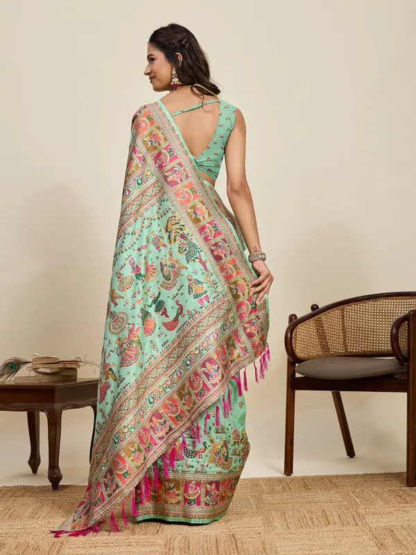 Shadowgreen_Pallavi_Silk_Saree_With_Unstitched_Blouse_Piece