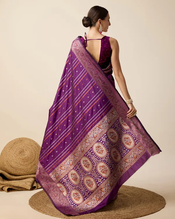 Purple_Apexa_Jacquard_Fabrics_Saree_With_Unstitched_Blouse_Piece