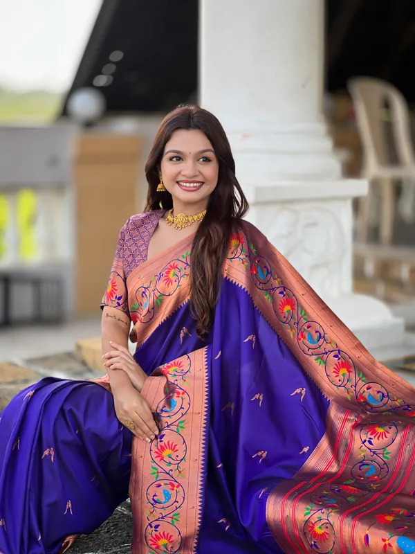 Violet_Harmony_Paithani_Silk_Saree_With_Unstitched_Blouse_Piece