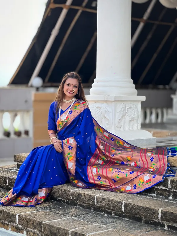 Royal_Blue_Rajhans_Silk_Saree_With_Unstitched_Blouse_Piece