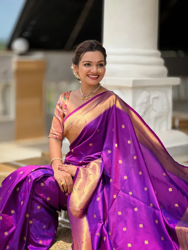 Magenta_Raffel_Silk_Saree_With_Unstitched_Blouse_Piece