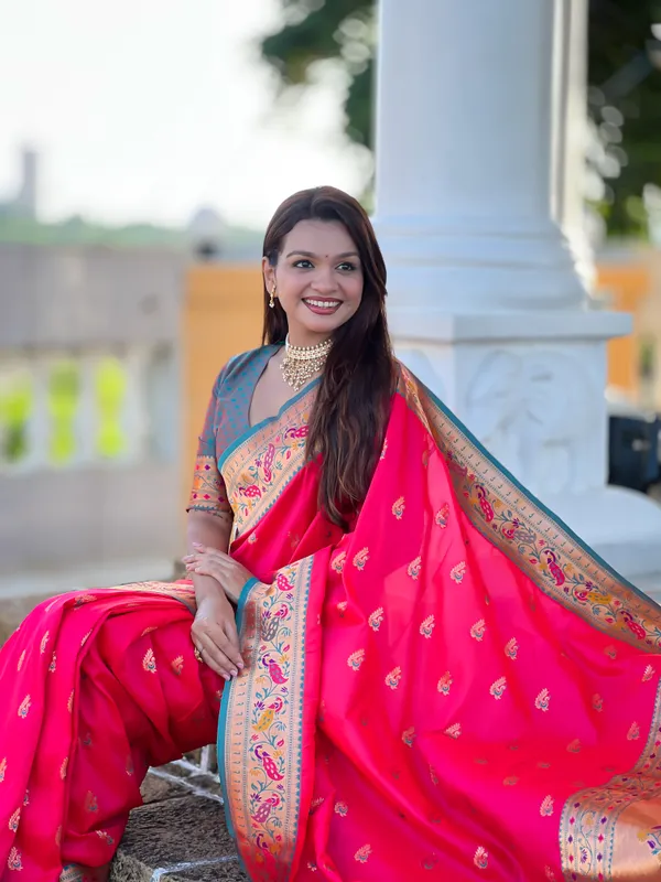 Rani_Pink_Royal_Paithani_Silk_Saree_With_Unstitched_Blouse_Piece