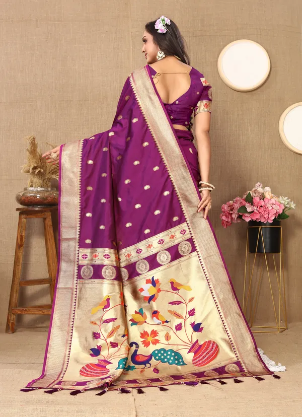 Wine_Matka_Paithani_Silk_Saree_With_Unstitched_Blouse_Piece