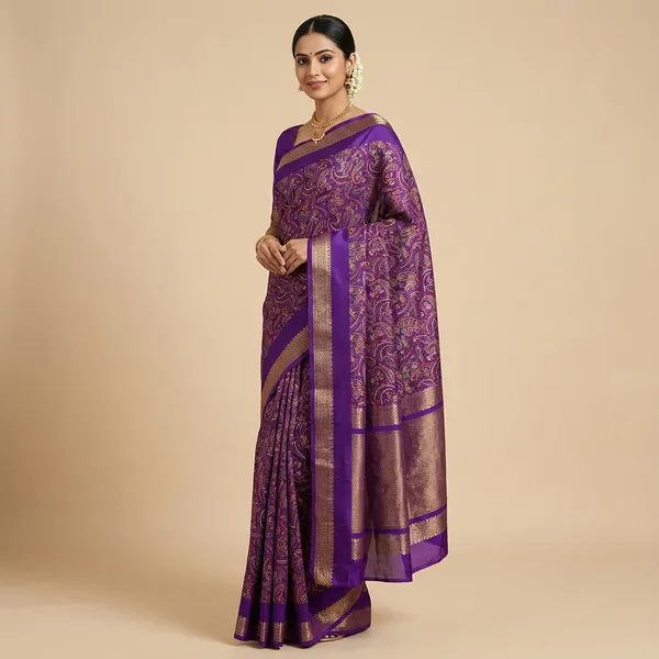 Purple_Super_Premium_Purple_Dola_Silk_Saree_With_Rich_Paisley_Weaving_Golden_Border_Lightweight_Office_Formal_Wear_Saree_With_Matching_Blouse