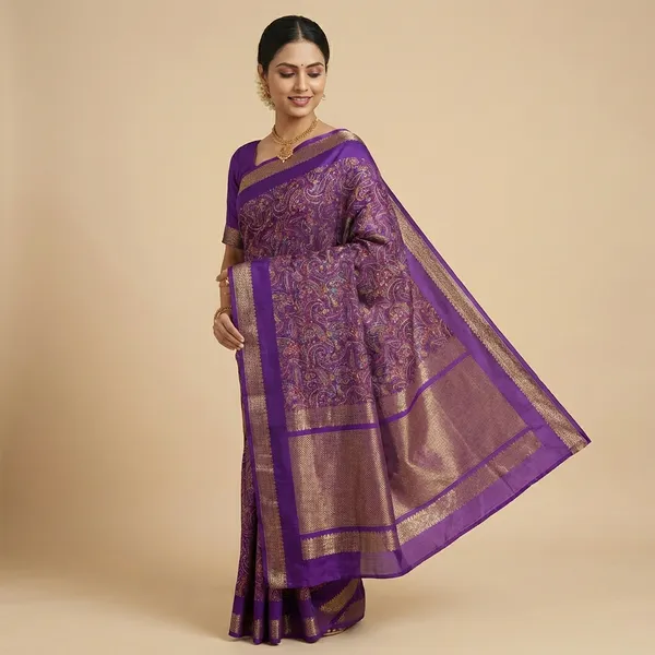 Purple_Super_Premium_Purple_Dola_Silk_Saree_With_Rich_Paisley_Weaving_Golden_Border_Lightweight_Office_Formal_Wear_Saree_With_Matching_Blouse
