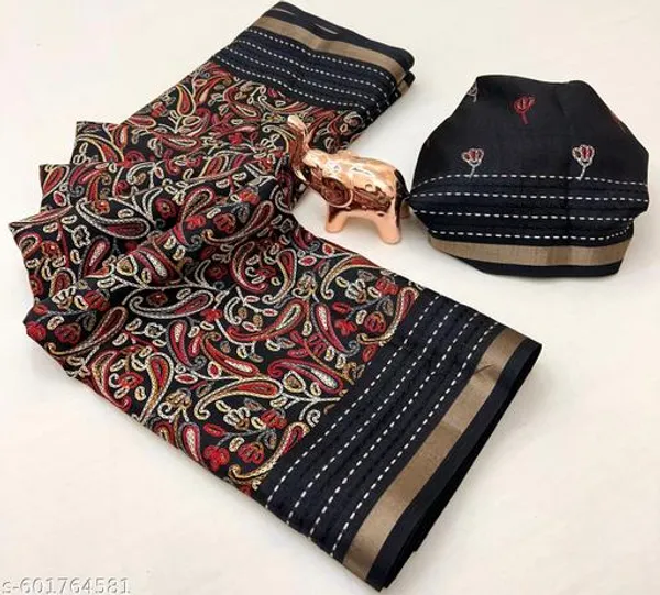 Black_Cotton_Crepe_Printed_Saree_With_Paisley_Print_Katha_Work_Zari_Border_Blouse_Designer_Festive_Party_Wear_Saree_For_Women