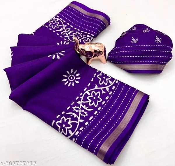 Purple_Binny_Crepe_Floral_Printed_Saree_With_Kantha_Work_Zari_Border_Blouse_Purple_Daily_Office_Festive_Wear_Saree_For_Women