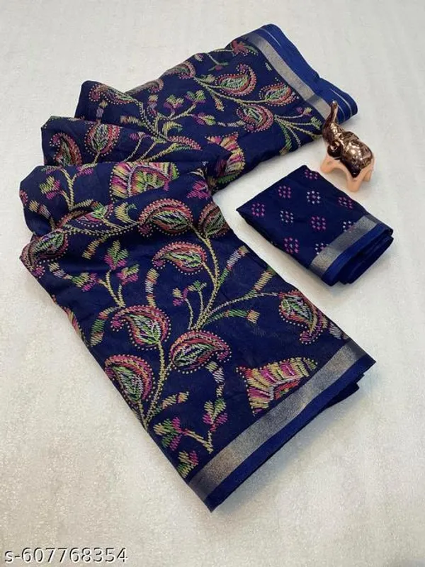 Blue_New_Arrival_Navy_Blue_Bandhani_Printed_Saree_For_Women_Cotton_Silk_Saree_With_Zari_Border_Matching_Blouse_Lightweight_Daily_Wear_Festive_Party_Wear_Saree_Traditional_Designer_Saree_Collection