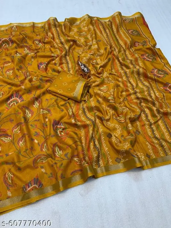 Yellow_New_Arrival_Ratna_3_Yellow_Bandhani_Printed_Saree_For_Women_Cotton_Silk_Saree_With_Blouse_Lightweight_Saree_With_Zari_Border_Festive_Party_Daily_Wear_Saree