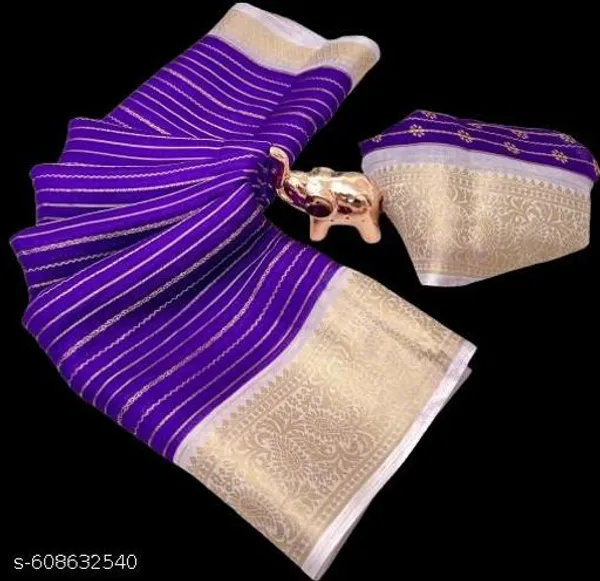 Purple_Premium_Georgette_Saree_With_Jacquard_Zari_Border_Blouse_Purple_Designer_Party_Festive_Wedding_Wear_Saree_For_Women