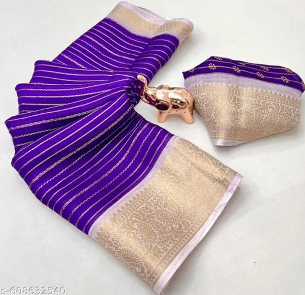 Purple_Premium_Georgette_Saree_With_Jacquard_Zari_Border_Blouse_Purple_Designer_Party_Festive_Wedding_Wear_Saree_For_Women