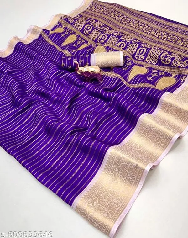 Blue_Premium_Georgette_Saree_With_Jacquard_Zari_Border_Blouse_Purple_Designer_Party_Festive_Wedding_Wear_Saree_For_Women