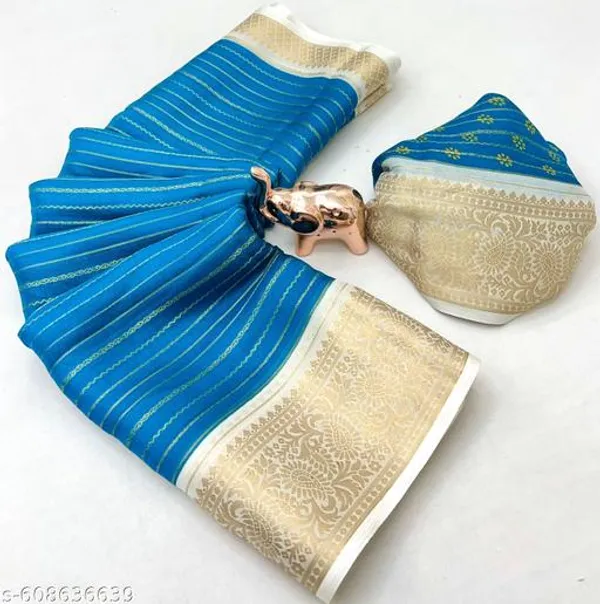 Blue_Premium_Georgette_Saree_With_Jacquard_Zari_Border_Blouse_Blue_Designer_Party_Festive_Wedding_Wear_Saree_For_Women